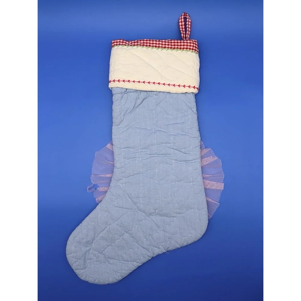 Pottery Barn Kids Ballerina Quilted Blue Christmas Stocking No Monogram